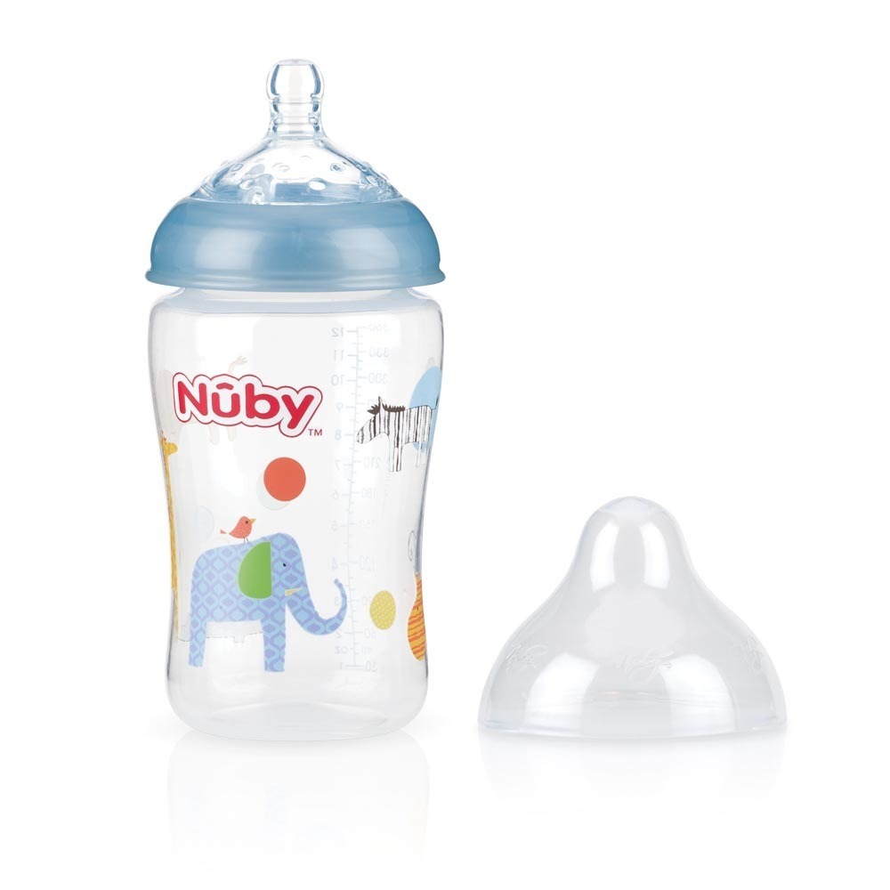 Nuby Light Blue Anti-Colic Wide Neck Bottle 3months+ 360ml RRP £7.99 CLEARANCE XL £2.99